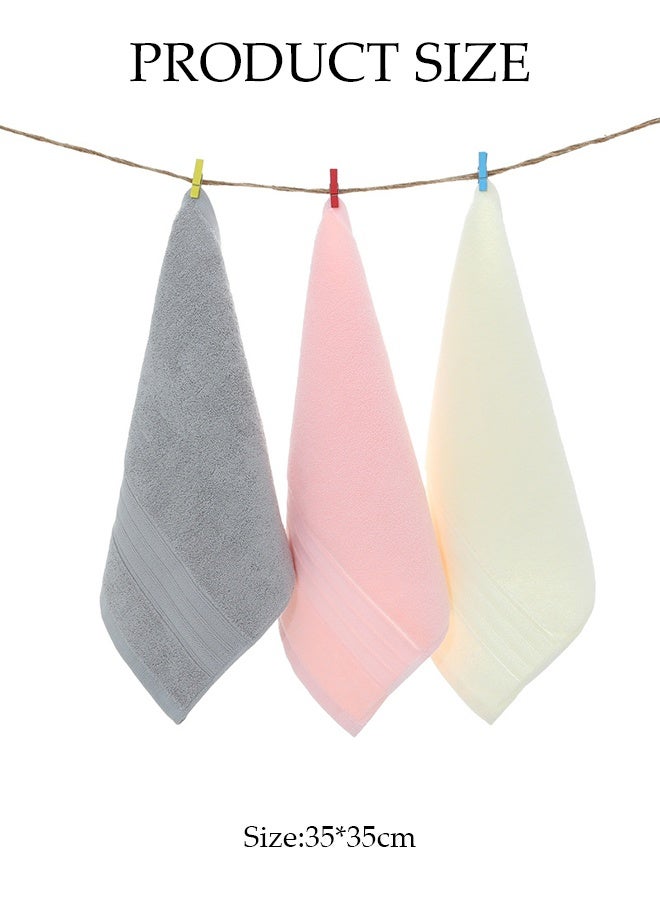 DUNISO 3 قطع من مناشف اليد، مناشف وجه قطنية، مناشف استحمام قطنية مشطوفة، سريعة الجفاف، عالية الامتصاص، ناعمة، عالية الجودة، للاستخدام في الاستحمام، اليدين، الوجه، الصالة الرياضية والسبا، 33*35 سم، وردي/أبيض حليبي/رمادي - Image 2