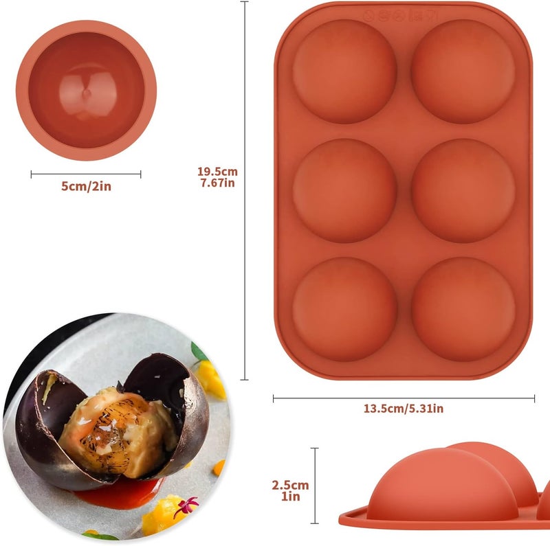 LEDeng 4Pack 6-Cavity Semi Sphere Silicone Mold, Baking Mold for Making Hot Chocolate Bomb, Cake, Jelly, Dome Mousse ((2Pcs Purple + 2Pcs Red)) - Image 2