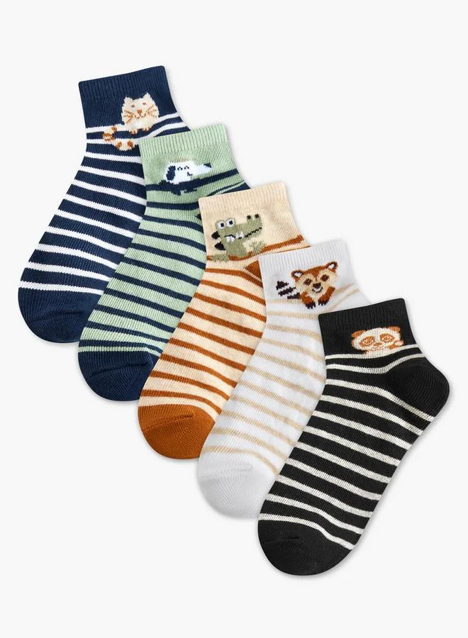 Barefeet Pack Of 5 Baby Boys Ankle Length Socks Striped