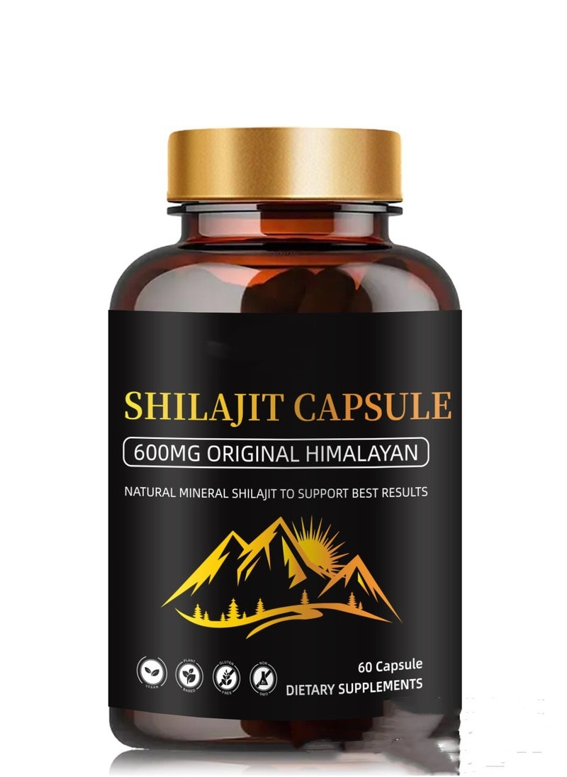 Shilajit RX - Himalayan Shilajit Capsules (Shilajeet) for Men and Women - 600 mg Equivalent - Natural Energy & Stamina Booster - 60 Veg Capsules - Fulvic Mineral Supplement - Image 1