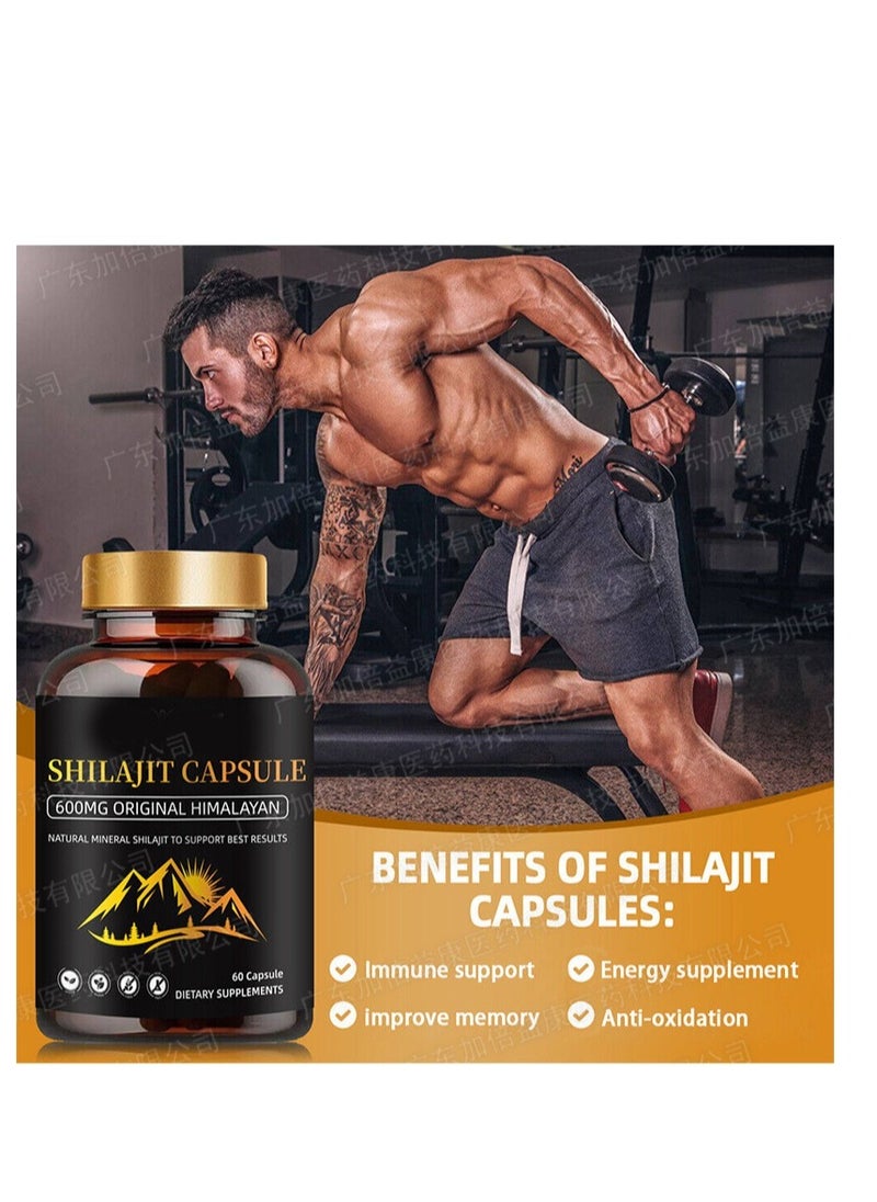Shilajit RX - Himalayan Shilajit Capsules (Shilajeet) for Men and Women - 600 mg Equivalent - Natural Energy & Stamina Booster - 60 Veg Capsules - Fulvic Mineral Supplement - Image 1