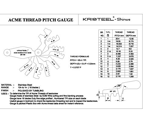 AI مقياس قياس خيوط كريستيل شينوا I زاوية خيط 29 درجة 16 شفرة 1N إلى 12N I صنع في الهند - Image 4