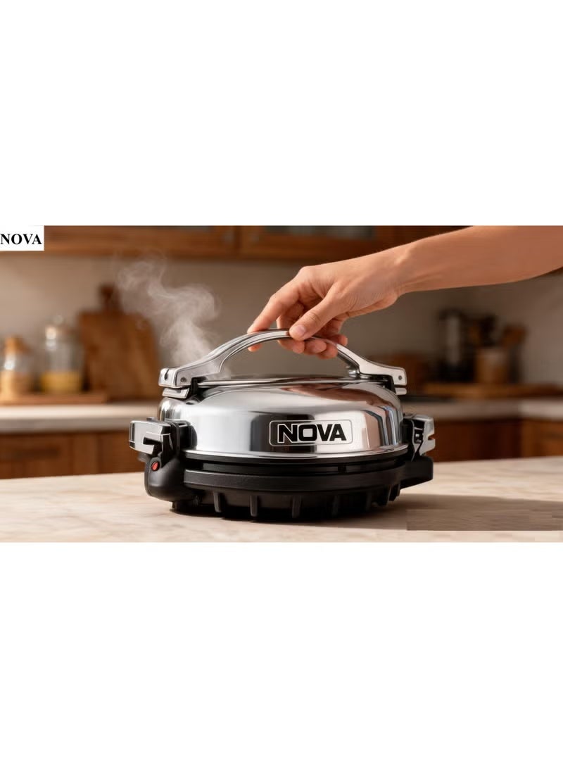 Nova NT-174RT10 Electric Roti Maker 1000W, Non-Stick Hot Plate with Stainless Steel Mirror Finish Cover, Fast Heating Flatbread Maker for Roti, Chapati, Tortilla, Pancake and Omelette - Image 5