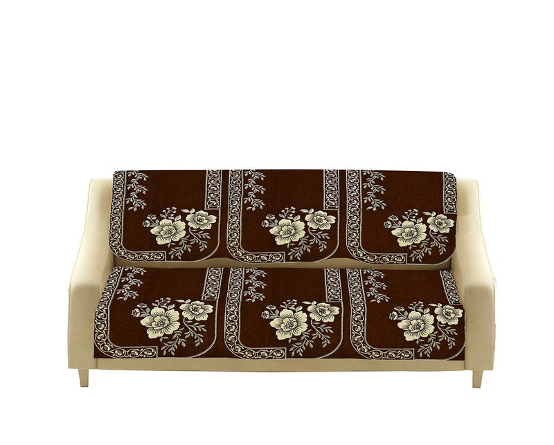 Dazzling DECOR Velvet Sofa Cover 3 Seater and 2 Seater - Premium Sofa Cover 5 Seater Full Cover Set for Couch- Heavy Fabric Sofa Seat Cover Slip Protector, 201_Brown - Image 4
