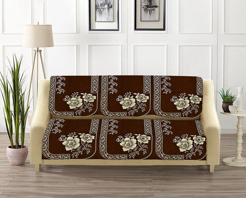 Dazzling DECOR Velvet Sofa Cover 3 Seater and 2 Seater - Premium Sofa Cover 5 Seater Full Cover Set for Couch- Heavy Fabric Sofa Seat Cover Slip Protector, 201_Brown - Image 3