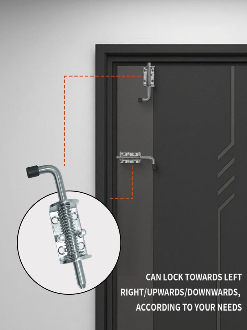 Quality Life Spring Loaded Gate Latch Pin Barrel Bolt 6in x 1/2in Stem Durable Zinc Plated Solid Steel Heavy Duty for Tailgate - 2pcs - Image 4