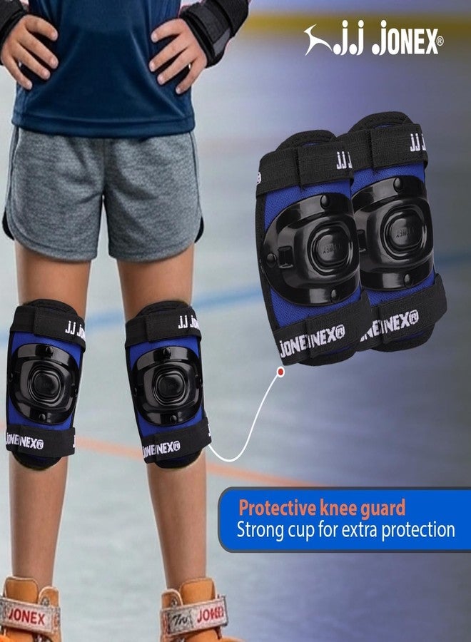 Jonex JJ JONEX Attack Adjustable Skates Combo with Helmet, Knee Pad, Elbow Pad, Gloves, Key, and Bag - Black/Blue (Age 6-11, Medium) - Image 4