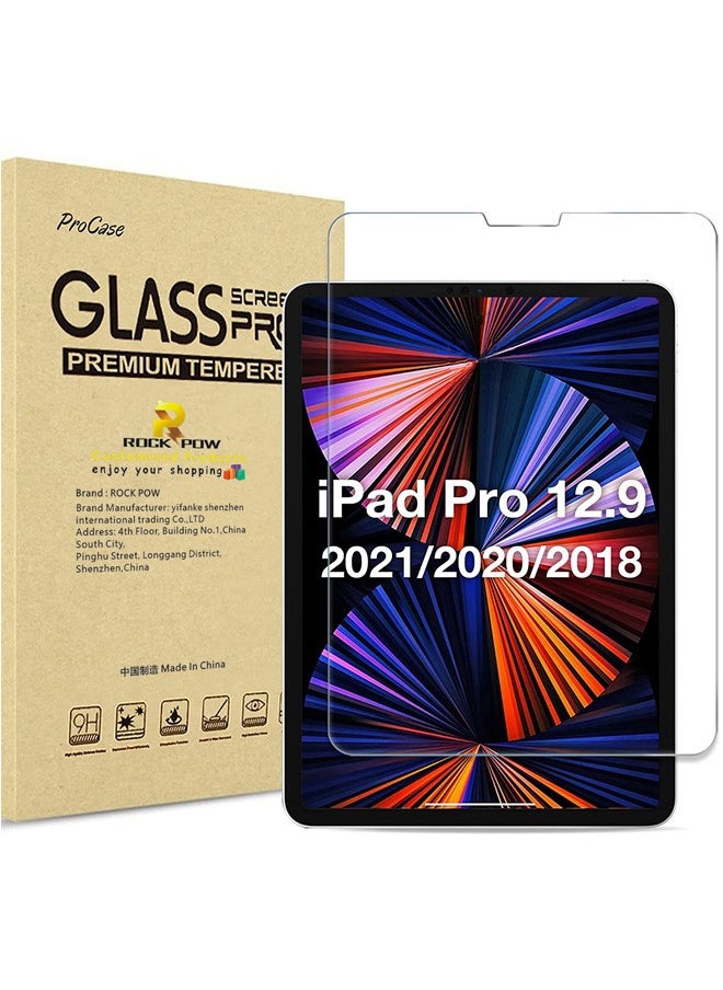 Rock Pow iPad Pro 12.9 Screen Protector 2022 2021 2020 2018, Tempered Glass Screen Film Guard Screen Protector for iPad Pro 12.9 6th 2022/ 5th 2021/ 4th Gen 2020/ 3rd Gen 2018 Clear  - Image 1
