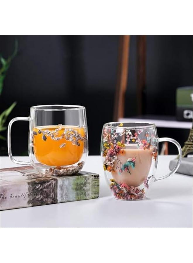 Clear Double Wall Glass Coffee Mugs for Cappuccino Tea Espresso Latte Hot Drinks, Ideal Birthday Gifts for Women. - Image 2
