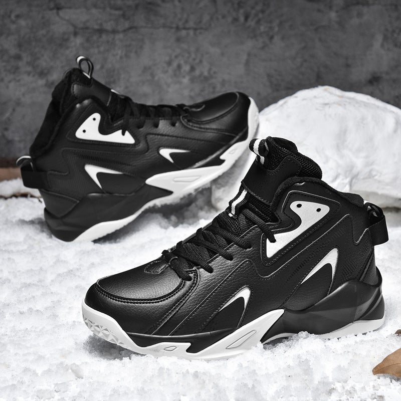 Casual High-Top Thick-Soled Snowshoes Teenager Outdoor Fashion Sports Basketball Shoes Winter Fleece-Lined Warm Cotton Shoes - Image 3