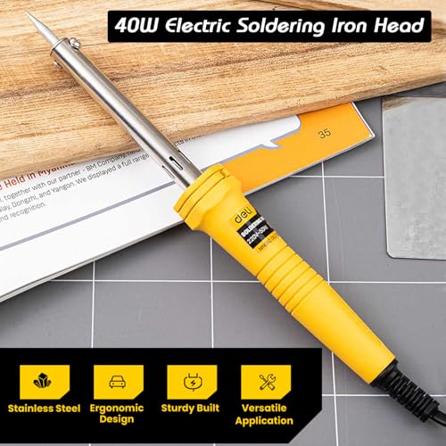 Deli DL8840 40W 220V~50 Hz Electric Soldering Iron with Bracket Replaceable Copper Tip Nickel-Chromium Wire Heating Core Mica Sheet PRT Handle for Metal Jewelry Electric DIY - Image 2