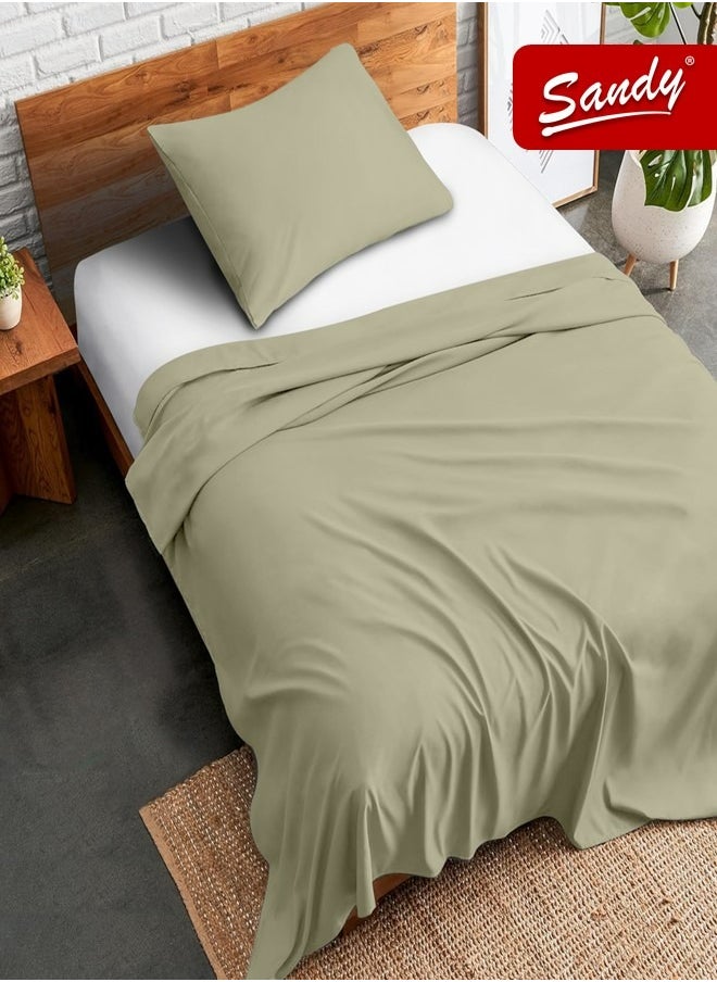 Sandy Sandy Premium Hotel Quality Flat Sheet and Pillow Case, Bed Sheet 2 Pieces Set, Soft & Breathable and Cooling, Extra Twin Size 243 x 167 cm, Olive  - Image 1