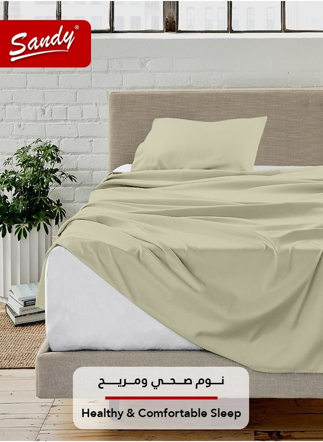Sandy Sandy Premium Hotel Quality Flat Sheet and Pillow Case, Bed Sheet 2 Pieces Set, Soft & Breathable and Cooling, Extra Twin Size 243 x 167 cm, Olive  - Image 2