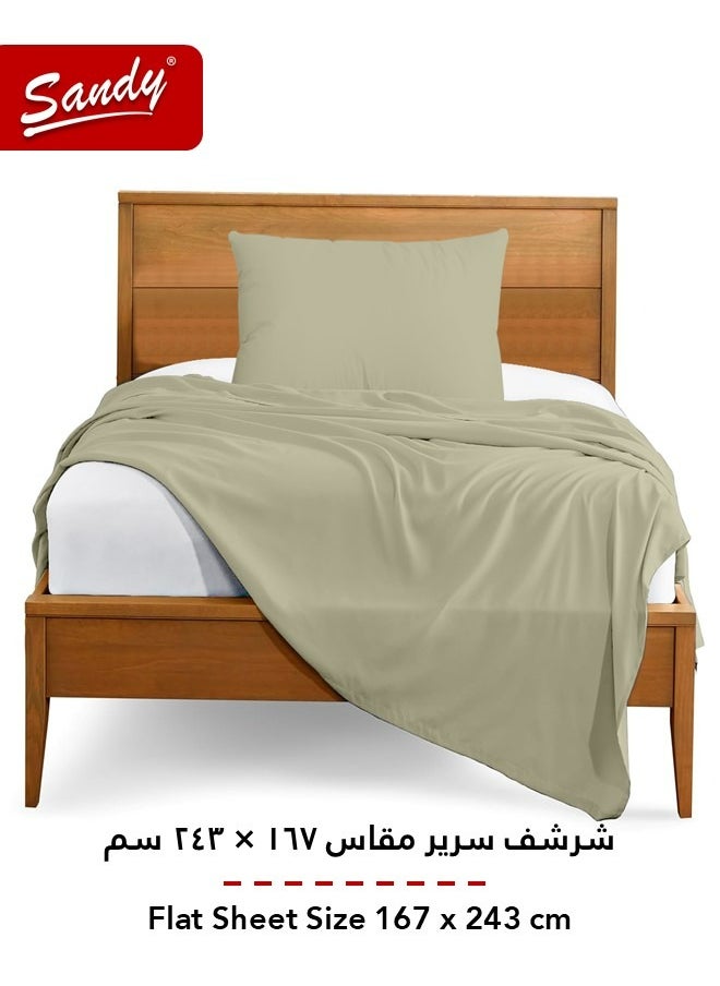 Sandy Sandy Premium Hotel Quality Flat Sheet and Pillow Case, Bed Sheet 2 Pieces Set, Soft & Breathable and Cooling, Extra Twin Size 243 x 167 cm, Olive  - Image 3