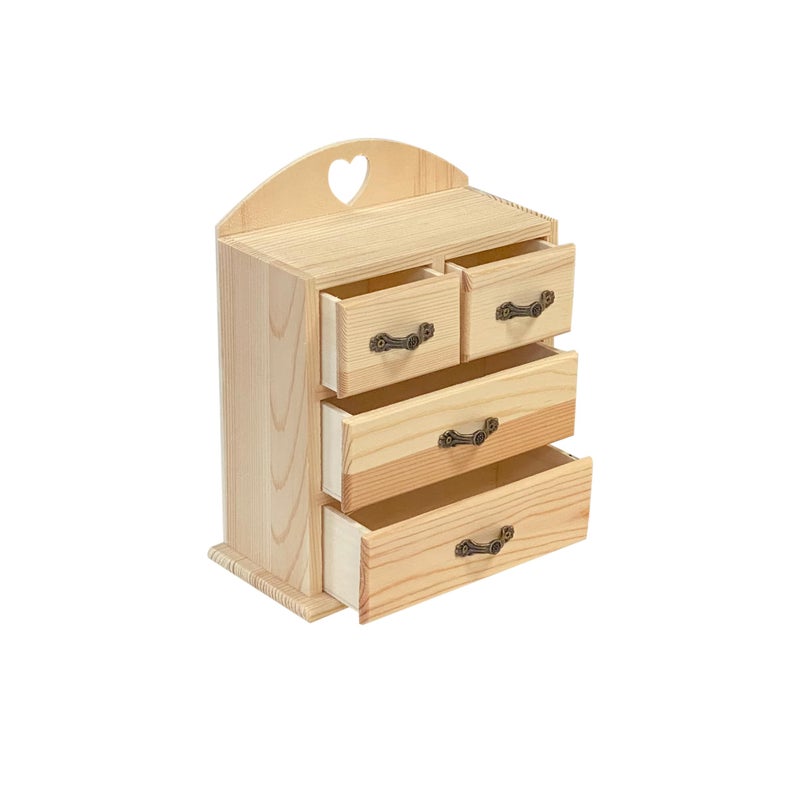 Cregugua Pack of 2 Unfinished Wood box with Mini Drawers for Jewellery,Small Wooden Organizer Storage Box for Crafts Hobbies DIY Project - Image 4