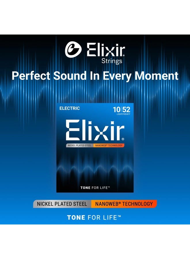 ELIXIR Strings, Electric Guitar Strings, Nickel Plated Steel with NANOWEB Technology, Longest-Lasting Bright Tone with Comfortable Feel, 6 String Set, Light/Heavy 10-52 - Image 2