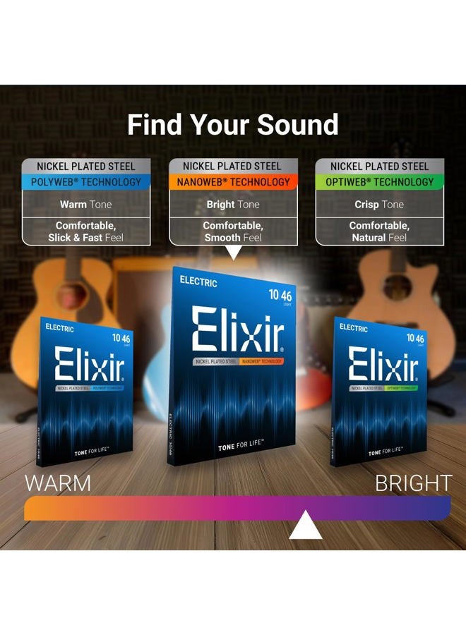 ELIXIR Strings, Electric Guitar Strings, Nickel Plated Steel with NANOWEB Technology, Longest-Lasting Bright Tone with Comfortable Feel, 6 String Set, Light/Heavy 10-52 - Image 3