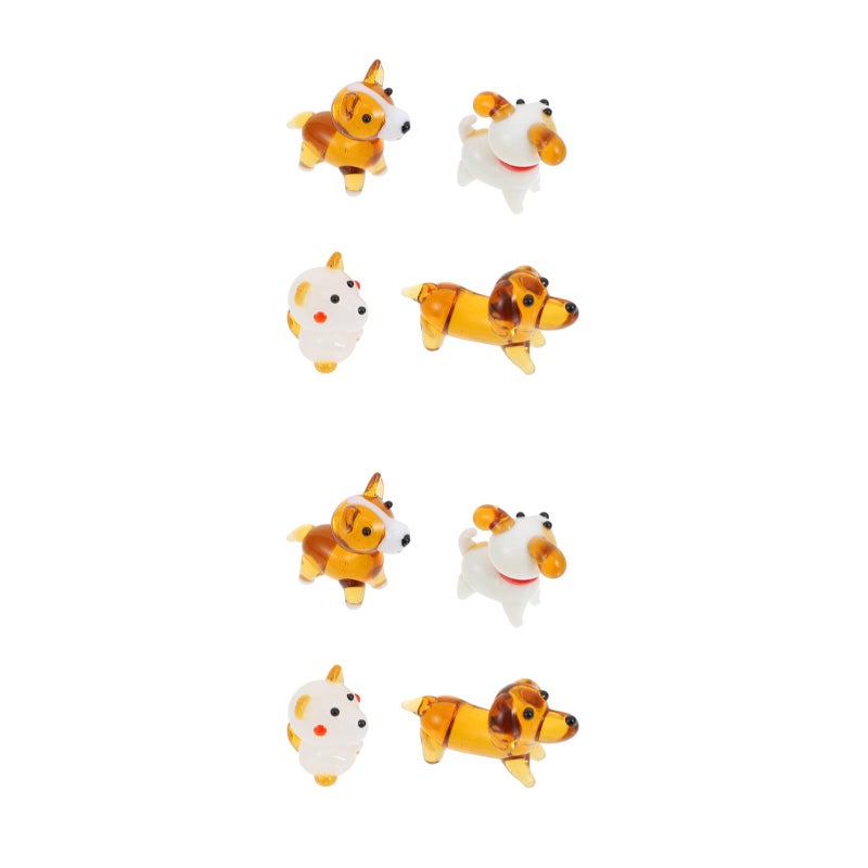 8 PCS Cartoon Crystal Glass Dog Ornaments Simulation Desktop Small Dog Adornments - Image 1