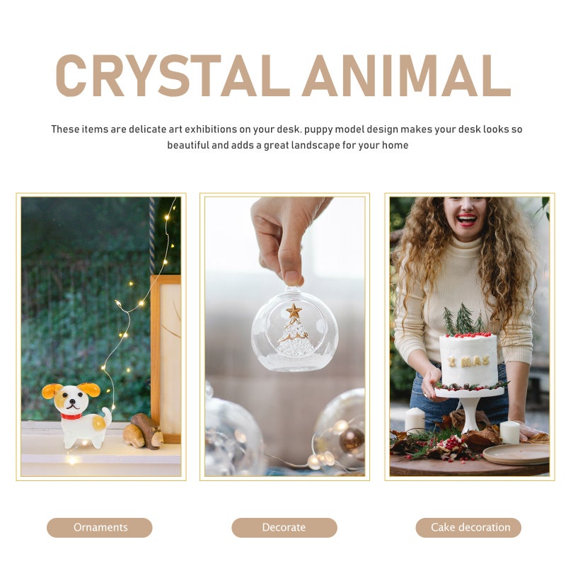 8 PCS Cartoon Crystal Glass Dog Ornaments Simulation Desktop Small Dog Adornments - Image 3