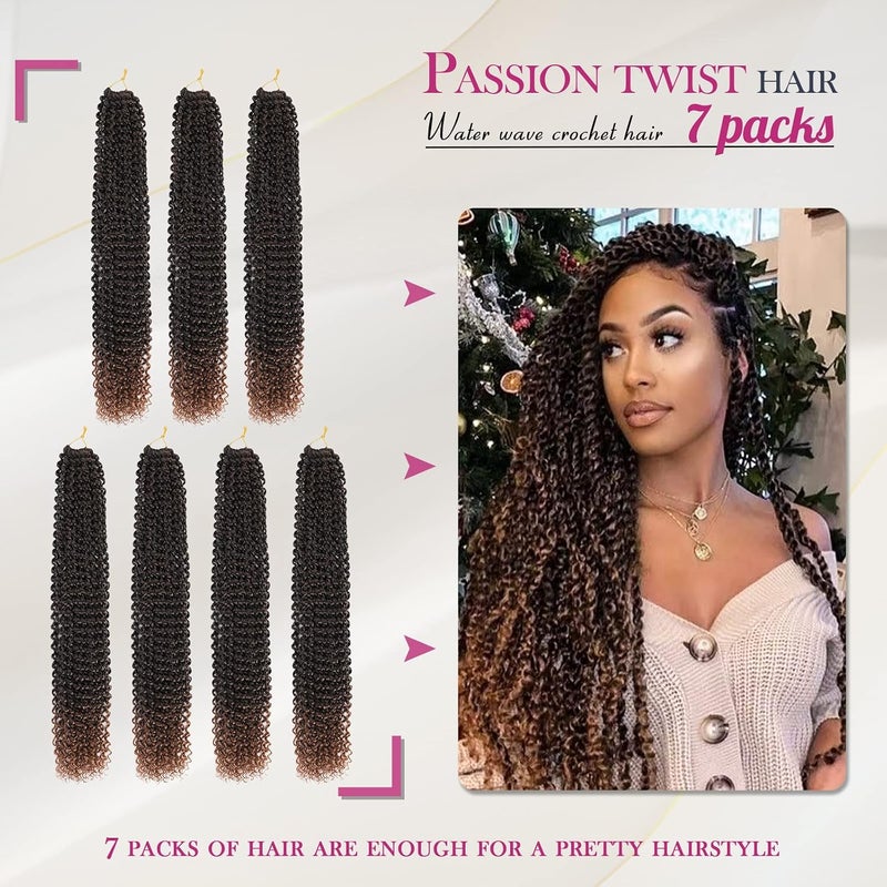 Dansama Passion Twist Hair Water Wave Braiding Hair for Butterfly Style Crochet Braids Bohemian Hair Extensions (24inch (Pack of 7), T1B/30) - Image 2