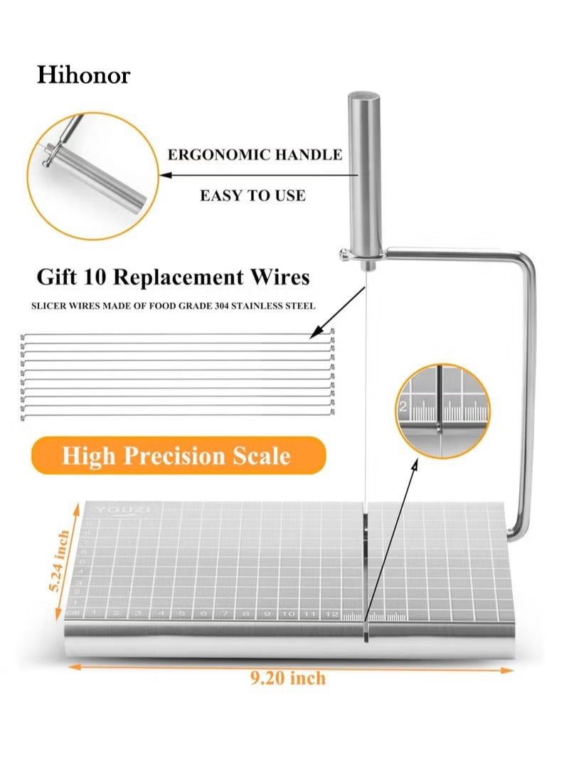 هاي هونور قاطعة جبن, قاطعة جبن من الستانلس ستيل مع 6 أسلاك احتياطية, قاطع جبن معدني مع لوح تقطيع, أدوات جبن للمطبخ, قاطع لوح تقطيع الجبن, 24 x 21 x 13 سم - Image 2