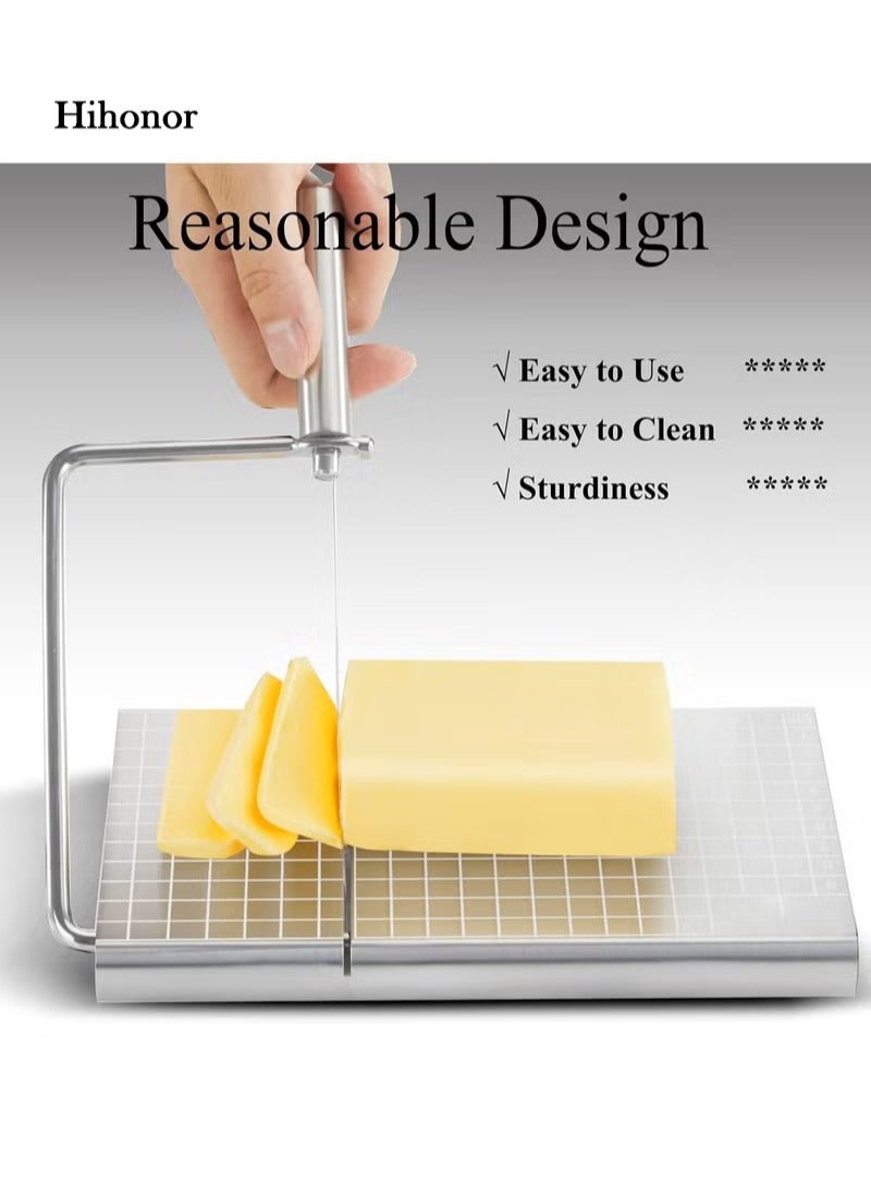 هاي هونور قاطعة جبن, قاطعة جبن من الستانلس ستيل مع 6 أسلاك احتياطية, قاطع جبن معدني مع لوح تقطيع, أدوات جبن للمطبخ, قاطع لوح تقطيع الجبن, 24 x 21 x 13 سم - Image 3