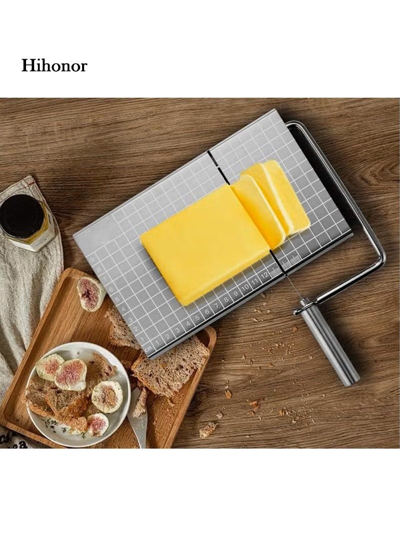 هاي هونور قاطعة جبن, قاطعة جبن من الستانلس ستيل مع 6 أسلاك احتياطية, قاطع جبن معدني مع لوح تقطيع, أدوات جبن للمطبخ, قاطع لوح تقطيع الجبن, 24 x 21 x 13 سم - Image 4