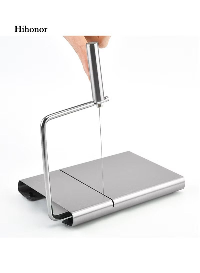 هاي هونور قاطعة جبن, قاطعة جبن من الستانلس ستيل مع 6 أسلاك احتياطية, قاطع جبن معدني مع لوح تقطيع, أدوات جبن للمطبخ, قاطع لوح تقطيع الجبن, 24 x 21 x 13 سم - Image 5