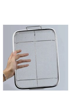 Generic Non-Stick Stainless Steel Mesh Grilling and Frying Basket, Grilling Bread Basket for Baking Cookies Cakes, Grilling and Cooling, Silver, 35cm H  - Image 4