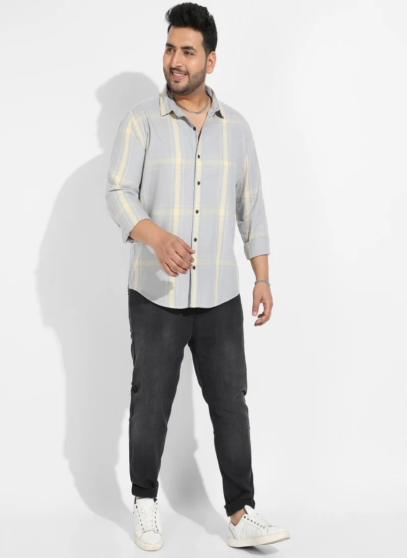 Instafab Plus Instafab Plus Men's Tartan Plaid Button Up Shirt