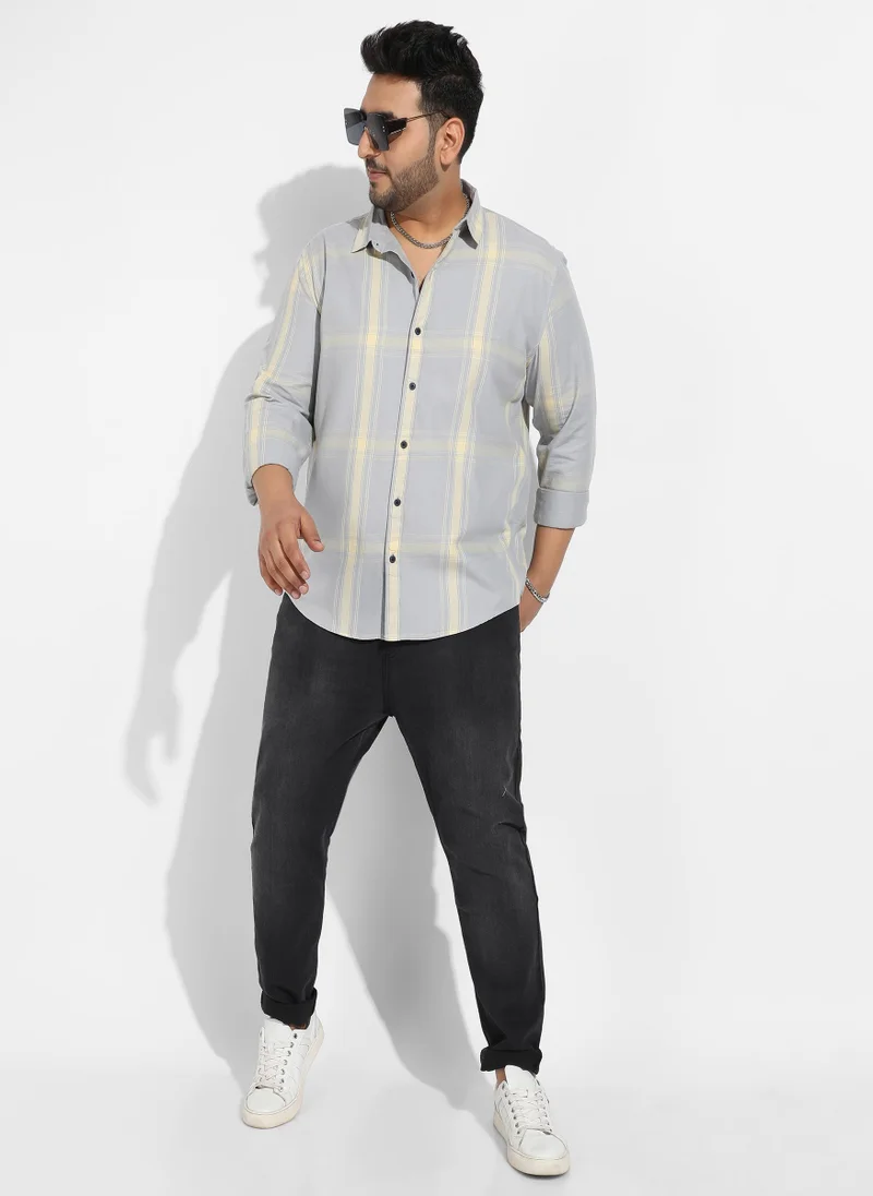 Instafab Plus Instafab Plus Men's Tartan Plaid Button Up Shirt