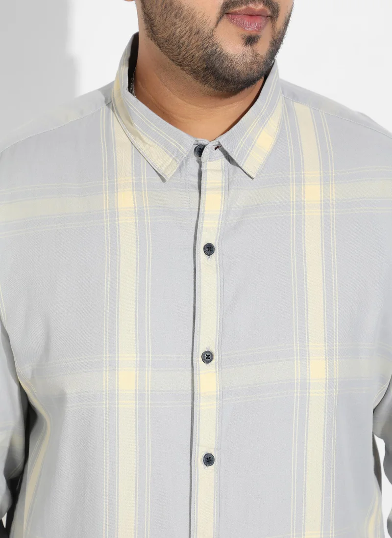 Instafab Plus Instafab Plus Men's Tartan Plaid Button Up Shirt