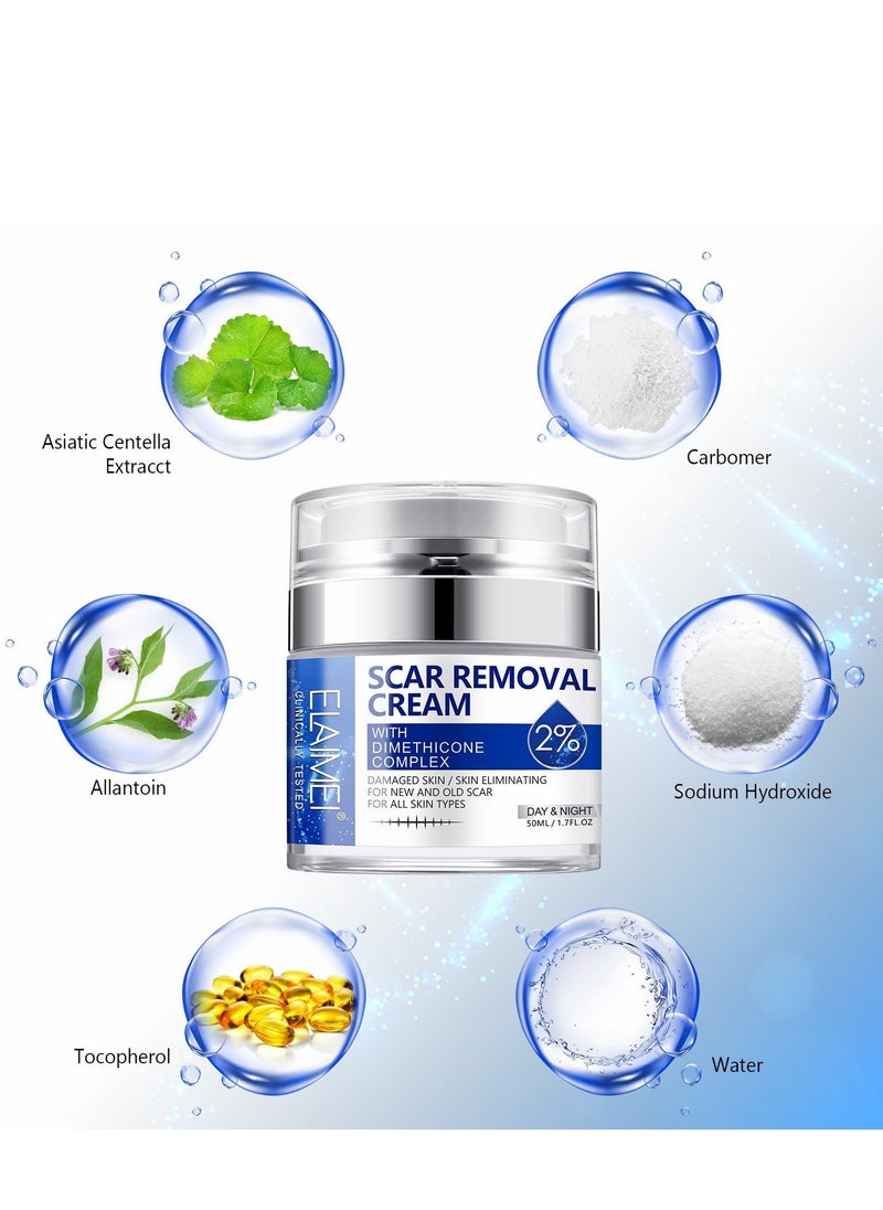 Elaimei Scar Removal Cream with 2% Dimethicone Complex Quick Effect for New and Old Pregnancy Scald and Operation Scar to Repair Damage Skin and Nourish and Brighten Skin 50ML  - Image 3