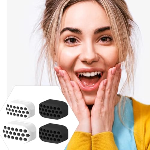 XFSAFDM 4PCS Jawline Exerciser, Jawline Shaper for Men and Women, Face Exercise Tool, Silicone Jaw Trainer for Defined Jawline, Double Chin Reducer, 2 Black and 2 White - Image 5