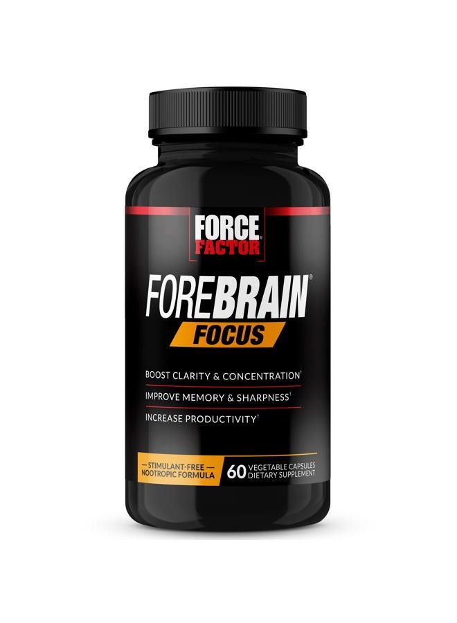 Force Factor Forebrain Focus Brain Booster, Brain Supplement to Boost Clarity & Concentration, for Memory & Sharpness & Increase Productivity, Nootropic Brain Support Supplement, 60 Capsules, Black (FFS-00923-FG) - Image 1