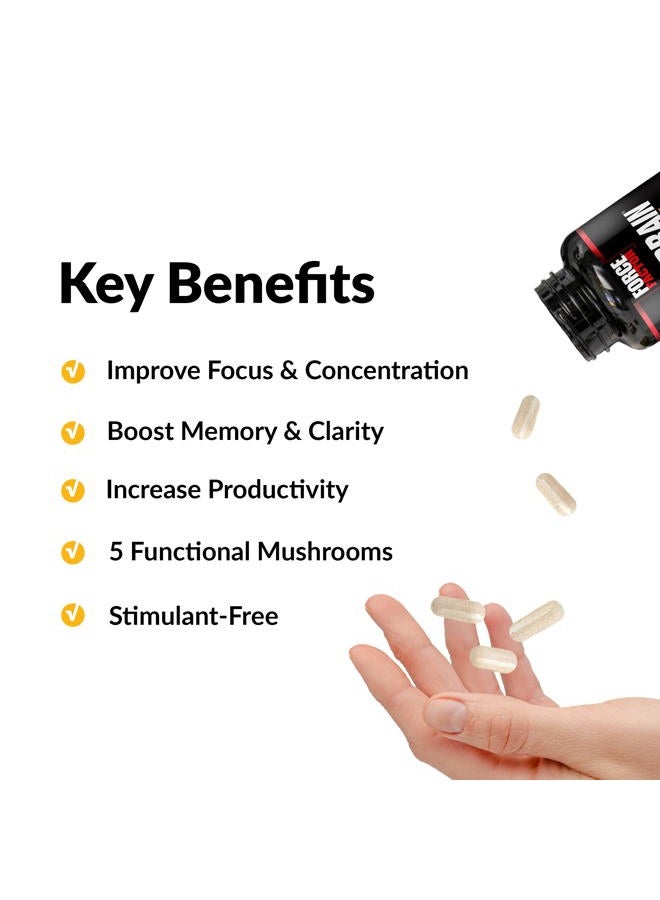Force Factor Forebrain Focus Brain Booster, Brain Supplement to Boost Clarity & Concentration, for Memory & Sharpness & Increase Productivity, Nootropic Brain Support Supplement, 60 Capsules, Black (FFS-00923-FG) - Image 2