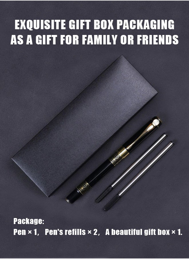 BiuTFon Expert Ballpoint Pen Black with Chrome Trim Luxury Line 0.5mm Tip Come 2 Pieces Ink Refill Nice BallPens Classy Gift Box for Student Executive Office  - Image 3