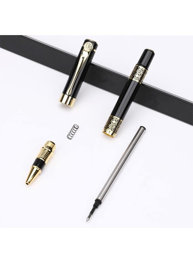 Expert Ballpoint Pen Black with Chrome Trim Luxury Line 0.5mm Tip Come 2 Pieces Ink Refill Nice BallPens Classy Gift Box for Student Executive Office