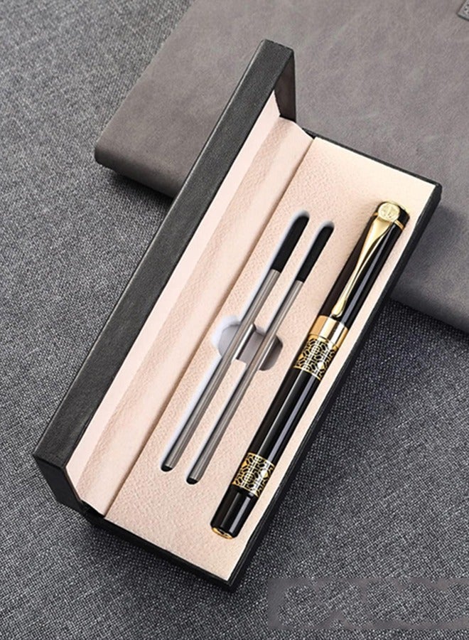 Expert Ballpoint Pen Black with Chrome Trim Luxury Line 0.5mm Tip Come 2 Pieces Ink Refill Nice BallPens Classy Gift Box for Student Executive Office