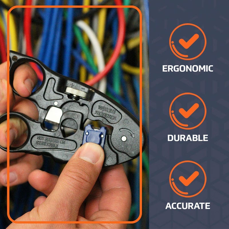 TEMPO Paladin Tools PA1119 UTP/COAX Cable Stripper & Cutter | Ethernet POE RG6, RG6 Quad, RG59 Coax, CAT5, CAT5E, CAT6, UTP/STP - Image 4