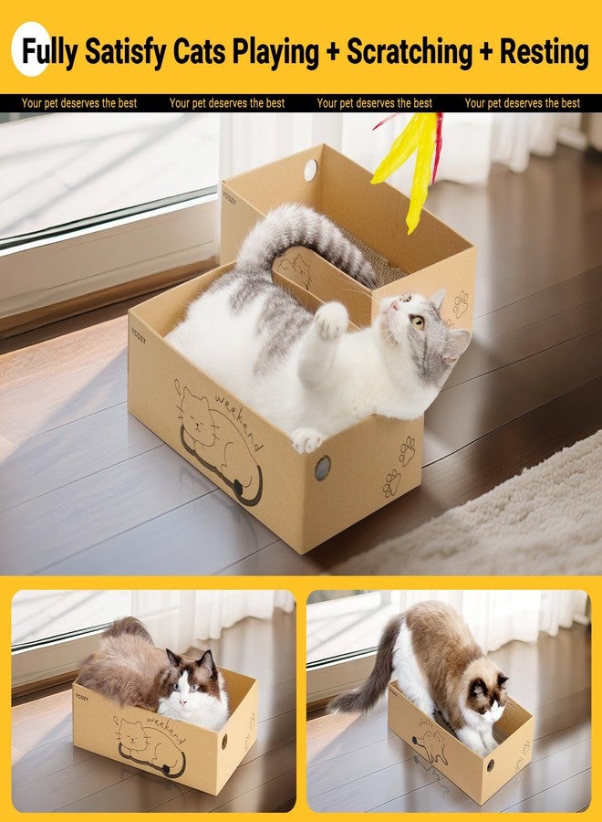 Ycozy Cat Scratcher with 2 Boxes, 6 PCS Replacement Reversible Cat Scratching Board for Cat Paws, Large Cat Scratcher Cardboard Corrugated for Indoor Cats - Image 4