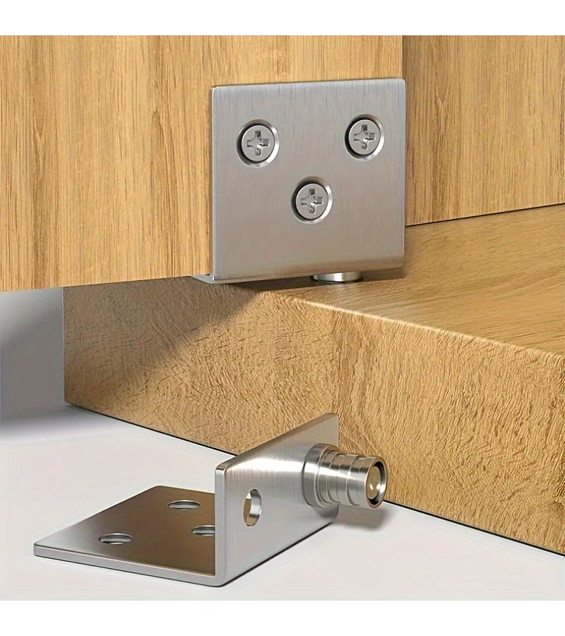 Corner L Shape Hinges Black Set Of 4 With Screws For Cabinet Door - Image 4