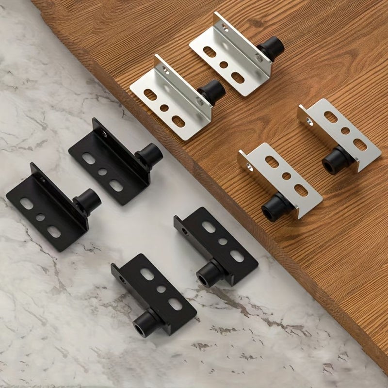 Corner L Shape Hinges Black Set Of 4 With Screws For Cabinet Door - Image 1
