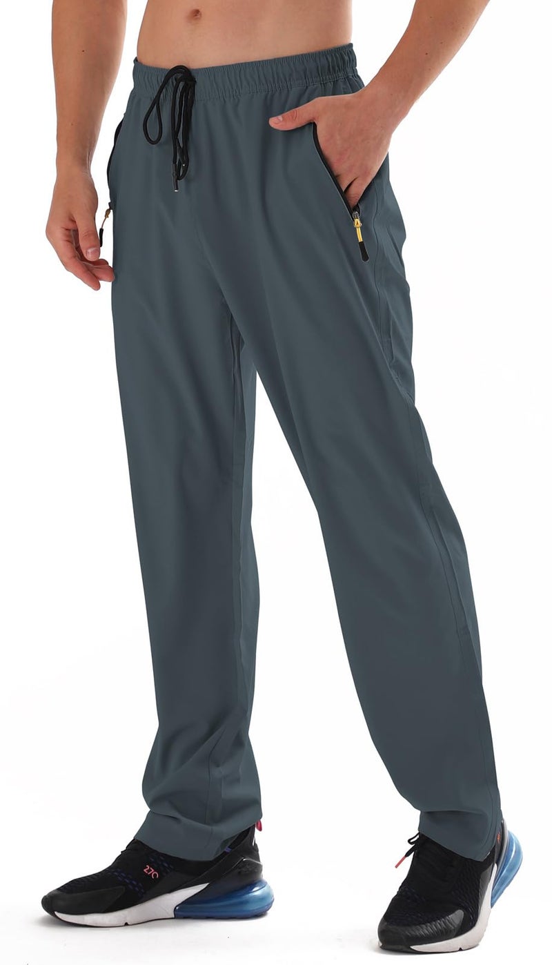 AIRIKE Mens Sweat Pants, with Pockets Outdoor Lightweight Breathable Quick Dry Athletic Jogging Hiking Pants with Elastic Waist Navy - Image 1