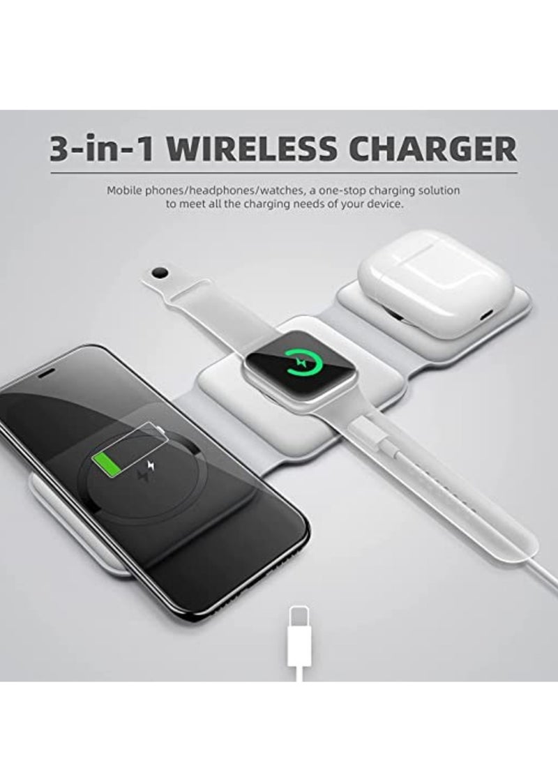 ELTRAZONE 3 in 1 Wireless Charging Station, Upgrade Foldable Wireless Charger Magnetic Fast Wireless Charging Pad, Compatible with iPhone 14/13/12/11 Series, Apple Watch, AirPods Pro (White) - Image 4