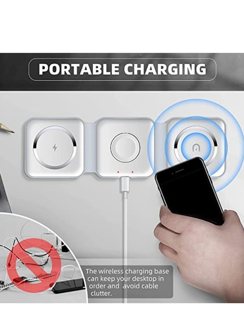 ELTRAZONE 3 in 1 Wireless Charging Station, Upgrade Foldable Wireless Charger Magnetic Fast Wireless Charging Pad, Compatible with iPhone 14/13/12/11 Series, Apple Watch, AirPods Pro (White) - Image 2