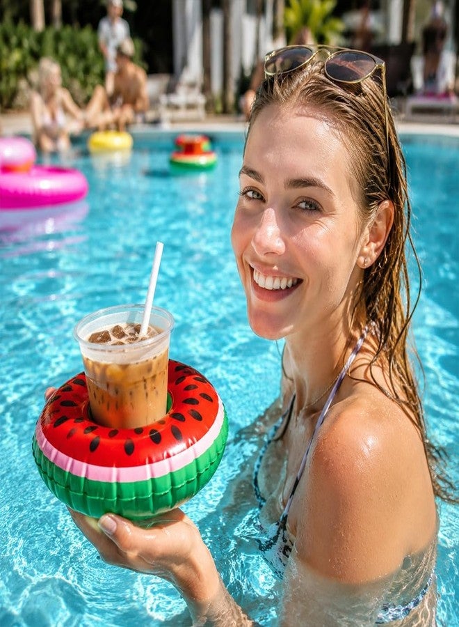 RHOttbiy Inflatable Drink Holder, 12 Pack Drink Floaties for Pool Swimming Pool Drink Floats Fun Inflatable Cup Coasters with Air Pump Floating Cup Holder for Adults Pool Hawaii Theme Party Decorations,Style 3 - Image 2