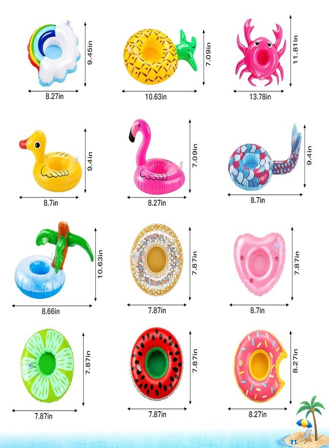 RHOttbiy Inflatable Drink Holder, 12 Pack Drink Floaties for Pool Swimming Pool Drink Floats Fun Inflatable Cup Coasters with Air Pump Floating Cup Holder for Adults Pool Hawaii Theme Party Decorations,Style 3 - Image 3