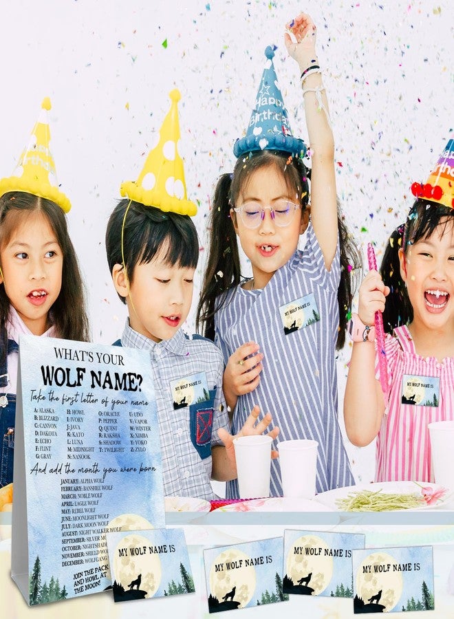 BirtDerr What's your Wolf Name,1 Game Sign and 30 Name Stickers,Howling Wolf Birthday Party, Holiday Activity, Activity Game for Class Graduation Birthday - Image 5