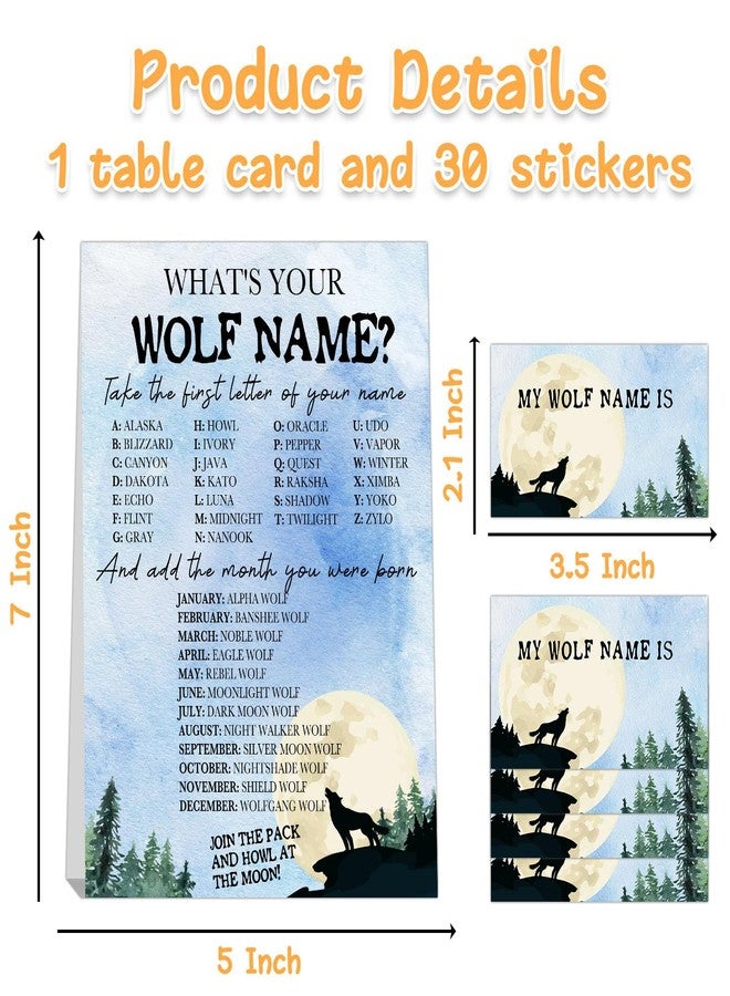 BirtDerr What's your Wolf Name,1 Game Sign and 30 Name Stickers,Howling Wolf Birthday Party, Holiday Activity, Activity Game for Class Graduation Birthday - Image 2
